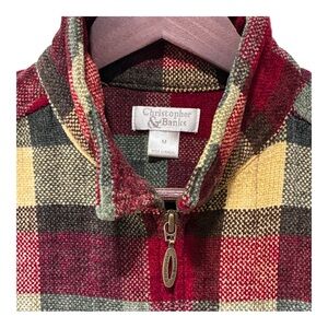 Christopher & Banks Plaid Zip Up Vest Size M Rustic Christmas Core